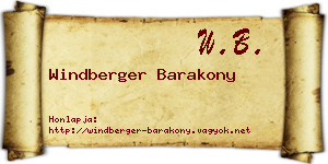 Windberger Barakony névjegykártya